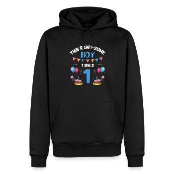 Parasaurolophus Design Dinosaure Anniversaire - Sweat à capuche Premium bio Homme - noir - Devant - Nico (187cm)