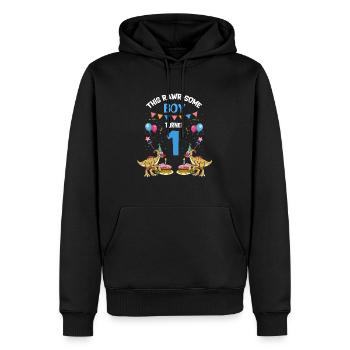 Parasaurolophus Boys Design Birthday Party - Men’s Premium Organic Hoodie - black - Front - Nico (187cm)
