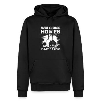 Démolition et rénovation de maisons - Sweat à capuche Premium bio Homme - noir - Devant - Nico (187cm)