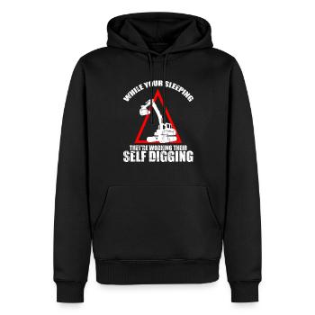 Baggerführer für Bagger und Sandbagger - Männer Premium Bio Hoodie - Schwarz - Vorne - Nico (187cm)
