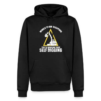 Conception des opérateurs d’équipement lourd et des opérateurs d’excavatrices - Sweat à capuche Premium bio Homme - noir - Devant - Nico (187cm)