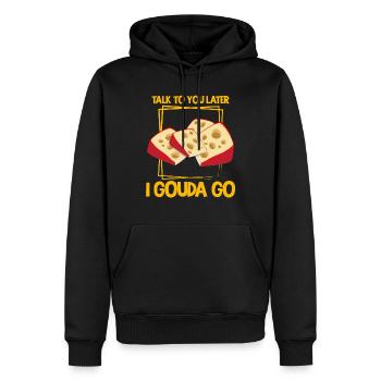Devis fromagerie pour les amateurs de fromage Gouda et de Gouda - Sweat à capuche Premium bio Homme - noir - Devant - Nico (187cm)