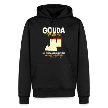 Gouda design pour fromagerie laitière et fromage Gouda - Sweat à capuche Premium bio Homme - noir - Devant - Nico (187cm)