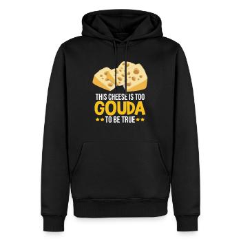 Gouda fumé design et Gouda gourmet - Sweat à capuche Premium bio Homme - noir - Devant - Nico (187cm)