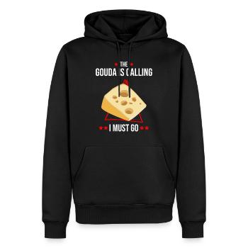 Gouda-Liebhaber für geräucherten Gouda - Männer Premium Bio Hoodie - Schwarz - Vorne - Nico (187cm)
