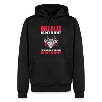 Conception de bateaux de course pour les courses de dragsters - Sweat à capuche Premium bio Homme - noir - Devant - Nico (187cm)