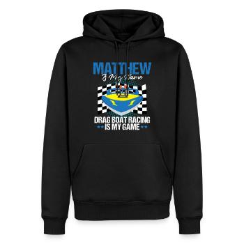 Conception de bateaux de course pour les courses de dragsters - Sweat à capuche Premium bio Homme - noir - Devant - Nico (187cm)
