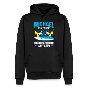 Conception de bateau de traînée pour les conducteurs de bateaux de course - Sweat à capuche Premium bio Homme - noir - Devant - Nico (187cm)