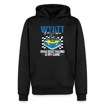 Conception de bateaux de course pour les courses de dragsters - Sweat à capuche Premium bio Homme - noir - Devant - Nico (187cm)