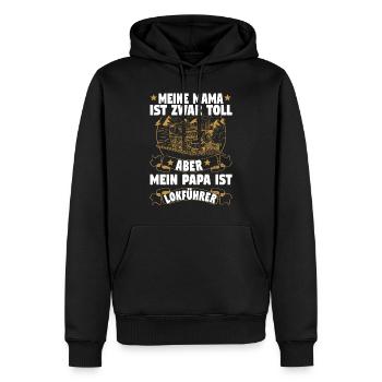 Dampflok Lokführer Eisenbahner Eisenbahn Vater - Männer Premium Bio Hoodie - Schwarz - Vorne - Nico (187cm)