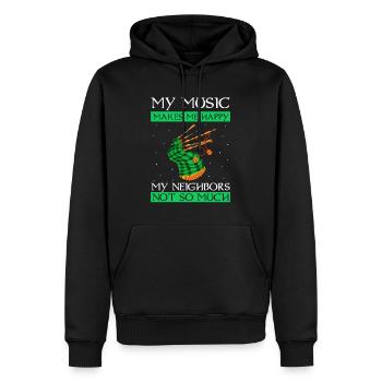 Citation de cornemuse pour un écossais et un musicien de cornemuse - Sweat à capuche Premium bio Homme - noir - Devant - Nico (187cm)