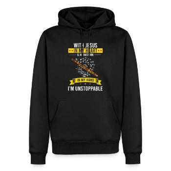 Basson pour basson anches et bassoniste - Sweat à capuche Premium bio Homme - noir - Devant - Nico (187cm)