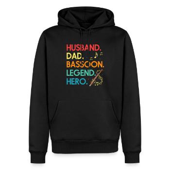 Basson pour basson anches et bassoniste - Sweat à capuche Premium bio Homme - noir - Devant - Nico (187cm)