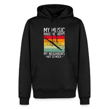 Basson pour basson anches et bassoniste - Sweat à capuche Premium bio Homme - noir - Devant - Nico (187cm)