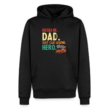 Dicton de piste vintage pour la course de voitures jouets - Sweat à capuche Premium bio Homme - noir - Devant - Nico (187cm)
