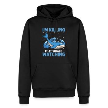 Meeressäuger für Orca-Beobachtung und Buckelwal - Männer Premium Bio Hoodie - Schwarz - Vorne - Nico (187cm)