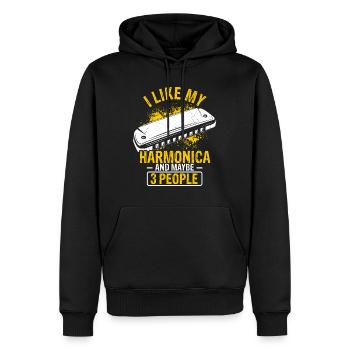 Mundharmonika Spieler und Mundharmonika - Männer Premium Bio Hoodie - Schwarz - Vorne - Nico (187cm)