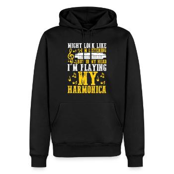 Mundharmonika Instrument und Mundharmonika - Männer Premium Bio Hoodie - Schwarz - Vorne - Nico (187cm)