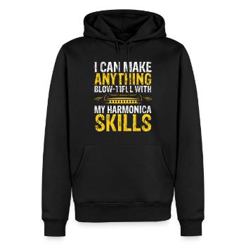 Mundharmonika Spieler und Mundharmonika - Männer Premium Bio Hoodie - Schwarz - Vorne - Nico (187cm)
