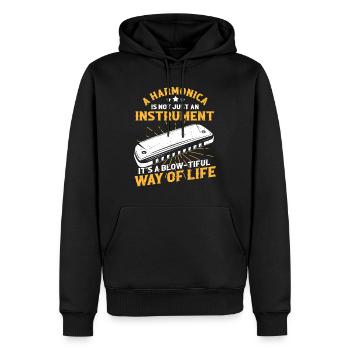 Mundharmonika Instrument und Mundharmonika - Männer Premium Bio Hoodie - Schwarz - Vorne - Nico (187cm)