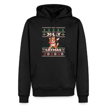 Chat domestique Chat à poil court Maine Coon Noël - Sweat à capuche Premium bio Homme - noir - Devant - Nico (187cm)