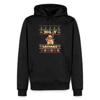 Chat domestique Chat à poil court Maine Coon Noël - Sweat à capuche Premium bio Homme - noir - Devant - Nico (187cm)