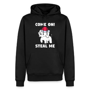 Éléphant blanc cadeau bureau Noël collègues - Sweat à capuche Premium bio Homme - noir - Devant - Nico (187cm)