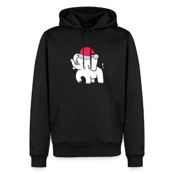 Éléphant blanc cadeau bureau Noël collègues - Sweat à capuche Premium bio Homme - noir - Devant - Nico (187cm)