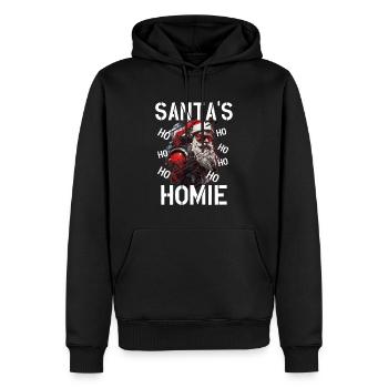 Père Noël drôle de Noël tenue arbre de Noël - Sweat à capuche Premium bio Homme - noir - Devant - Nico (187cm)