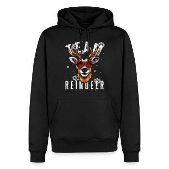 Motif de Noël renne Noël équipe renne - Sweat à capuche Premium bio Homme - noir - Devant - Nico (187cm)