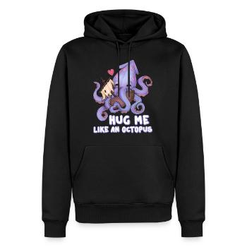 Hug me like an Octopus Lustiger Knuddel Krake Herz - Männer Premium Bio Hoodie - Schwarz - Vorne - Nico (187cm)