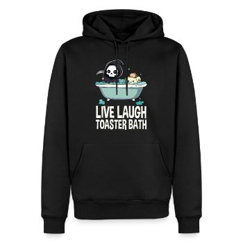 Live Laugh Grille-pain Bain Meme Drôle - Sweat à capuche Premium bio Homme - noir - Devant - Nico (187cm)