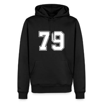 Maillot à 79 numéros - Sweat à capuche Premium bio Homme - noir - Devant - Nico (187cm)