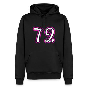 72 Numéro de numéro - Sweat à capuche Premium bio Homme - noir - Devant - Nico (187cm)