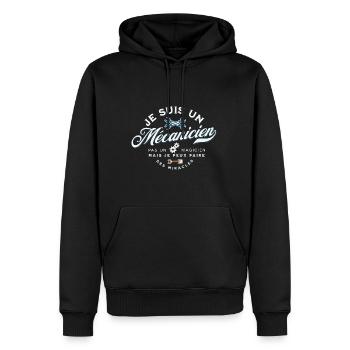 Je suis un mécanicien t-shirt homme garagiste - Sweat à capuche Premium bio Homme - noir - Devant - Nico (187cm)