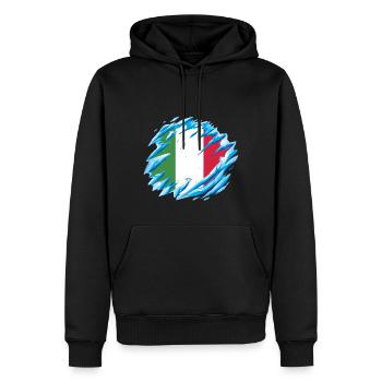 Drapeau italien vintage drapeau italien look usé - Sweat à capuche Premium bio Homme - noir - Devant - Nico (187cm)