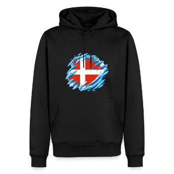 Drapeau du Danemark Drapeau de la Scandinavie Drapeau du Danemark Voyage - Sweat à capuche Premium bio Homme - noir - Devant - Nico (187cm)