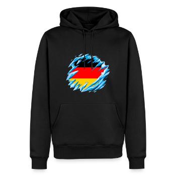 Drapeau de l’Allemagne Drapeau allemand Utilisé Look Homeland - Sweat à capuche Premium bio Homme - noir - Devant - Nico (187cm)
