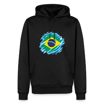 Drapeau du Brésil Drapeau brésilien Amérique du Sud - Sweat à capuche Premium bio Homme - noir - Devant - Nico (187cm)