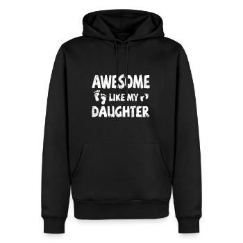 Génial comme ma fille avec des empreintes de pas - Sweat à capuche Premium bio Homme - noir - Devant - Nico (187cm)