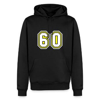 Symbole de 60 chiffres - Sweat à capuche Premium bio Homme - noir - Devant - Nico (187cm)