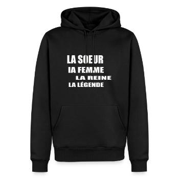 Soeur Femme Reine Légende Meilleure Soeur - Sweat à capuche Premium bio Homme - noir - Devant - Nico (187cm)