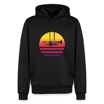 Trompete Retro Style Vintage - Männer Premium Bio Hoodie - Schwarz - Vorne - Nico (187cm)