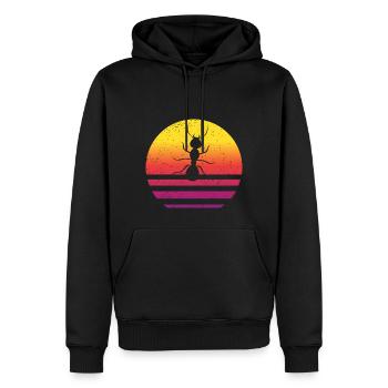 Fourmi Rétro Style Vintage - Sweat à capuche Premium bio Homme - noir - Devant - Nico (187cm)