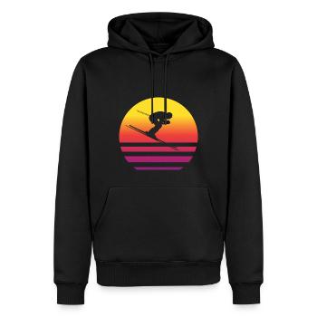 Skifahren Retro Style Vintage - Männer Premium Bio Hoodie - Schwarz - Vorne - Nico (187cm)