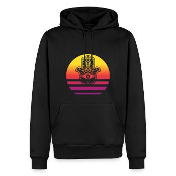 Hamsa Hand der Fatima Retro Style Vintage - Männer Premium Bio Hoodie - Schwarz - Vorne - Nico (187cm)