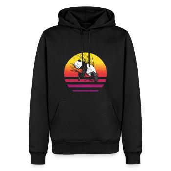 Panda Retro Style Vintage - Männer Premium Bio Hoodie - Schwarz - Vorne - Nico (187cm)