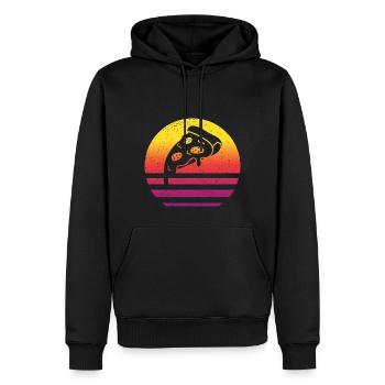 Pizza Slice Retro Style Vintage - Sweat à capuche Premium bio Homme - noir - Devant - Nico (187cm)