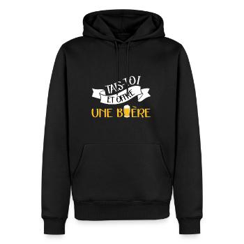 Tais-toi et offre moi une bière t-shirt homme - Sweat à capuche Premium bio Homme - noir - Devant - Nico (187cm)