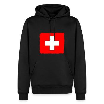 Drapeau de la Suisse Vintage Croix Utilisé Look Suisse - Sweat à capuche Premium bio Homme - noir - Devant - Nico (187cm)